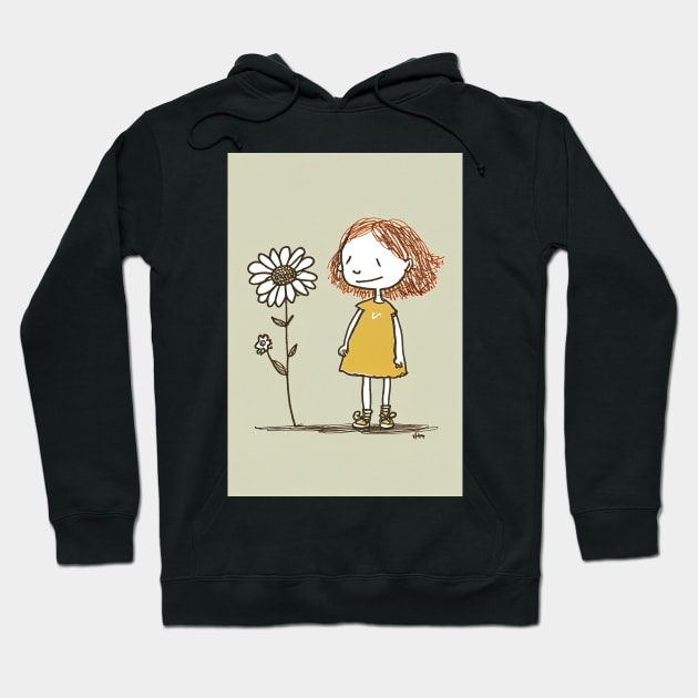 Cute Flower and Girl Illustration Hoodie by unrealartwork